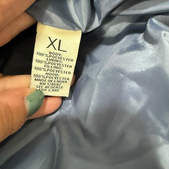 NEW Madden Girl Blue Puffer Vest Size XL Hoodie Zip Up Toggle Cinch Overshirt - Picture 9 of 10
